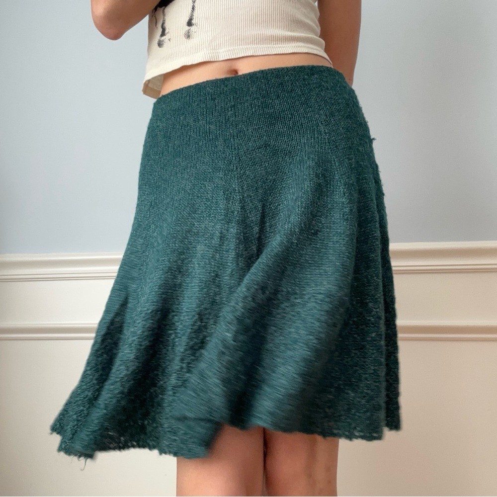 Promod emerald green knitted wool blend skirt